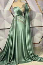 Sweetheart Appliques Ruffles Floor-length Mermaid Prom Dress With Side Train by misshow.com