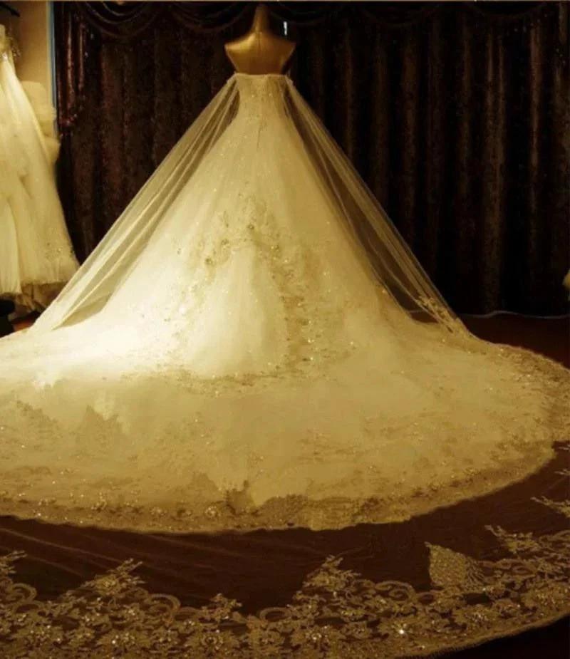 Sweetheart Ball Gown Watteau Train Wedding Dress with Appliques Beading WD022 by pgmdress