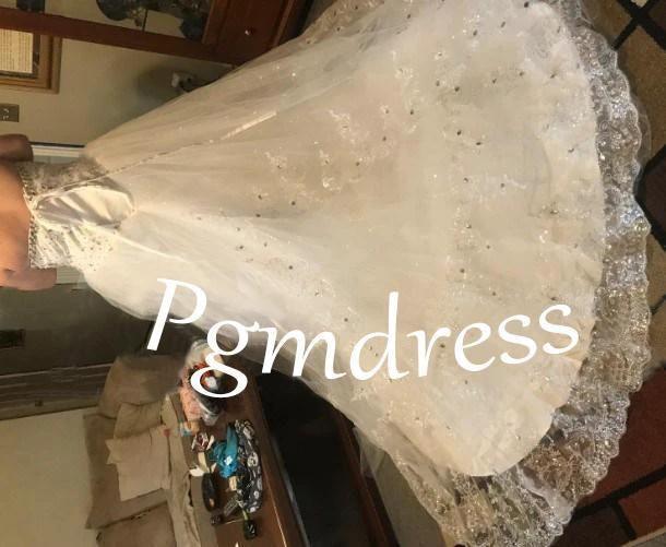 Sweetheart Ball Gown Watteau Train Wedding Dress with Appliques Beading WD022 by pgmdress