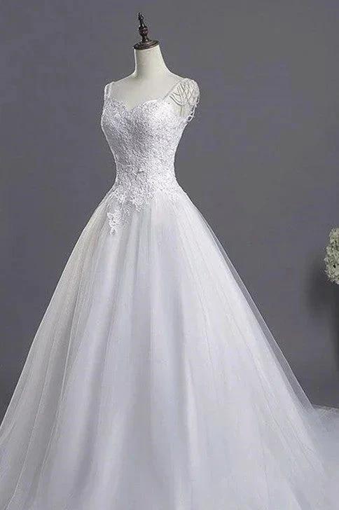 sweetheart beading appliques Wedding Dress New Arrival tulle pleated Bridal Wears by misshow.com