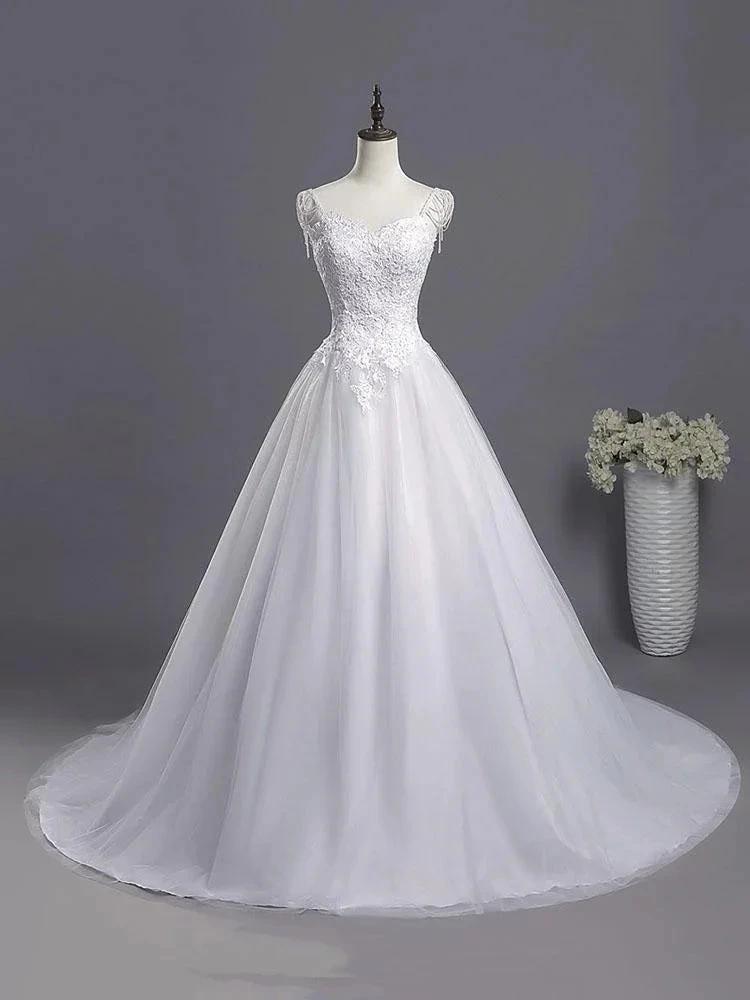 sweetheart beading appliques Wedding Dress New Arrival tulle pleated Bridal Wears by misshow.com