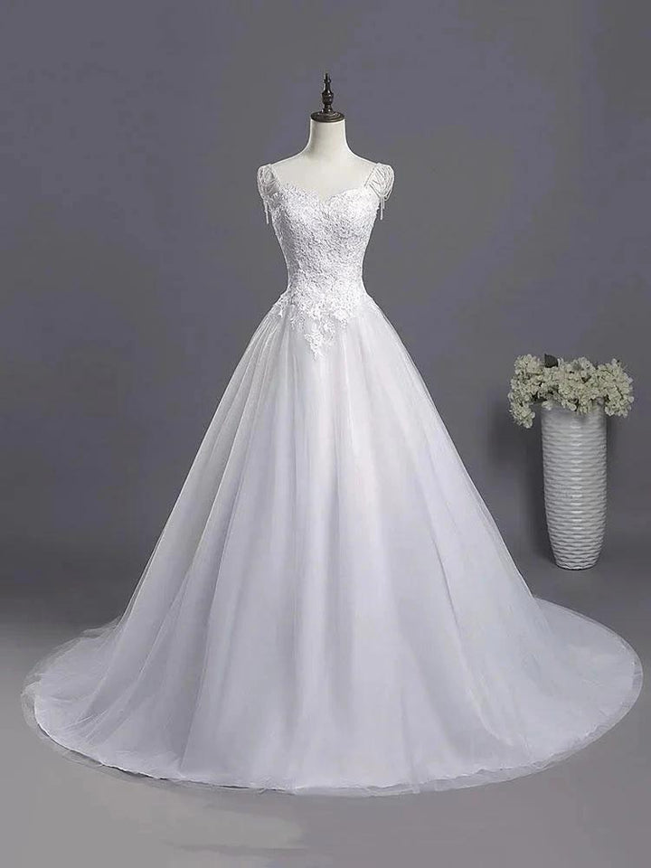 sweetheart beading appliques Wedding Dress New Arrival tulle pleated Bridal Wears by misshow.com