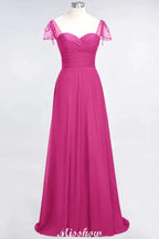 Sweetheart Cap-Sleeves Ruffle Floor-Length Bridesmaid Dress with Beadings Moher if the Bride Dresses by misshow.com