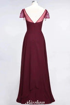 Sweetheart Cap-Sleeves Ruffle Floor-Length Bridesmaid Dress with Beadings Moher if the Bride Dresses by misshow.com