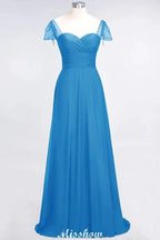 Sweetheart Cap-Sleeves Ruffle Floor-Length Bridesmaid Dress with Beadings Moher if the Bride Dresses by misshow.com