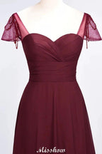 Sweetheart Cap-Sleeves Ruffle Floor-Length Bridesmaid Dress with Beadings Moher if the Bride Dresses by misshow.com