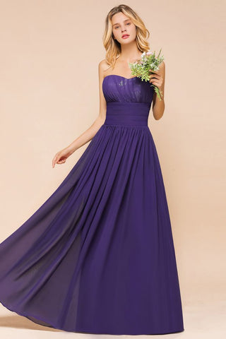 Vestido de dama de honor de jardín de gasa con escote corazón, vestido de fiesta sin tirantes