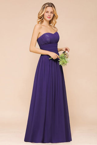 Vestido de dama de honor de jardín de gasa con escote corazón, vestido de fiesta sin tirantes