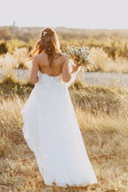 Sweetheart Floor-Length Ivory Wedding Dress with Lace WD059 by pgmdress