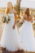 Sweetheart Floor-Length Ivory Wedding Dress with Lace WD059 by pgmdress
