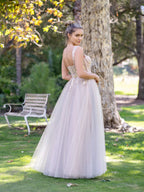 Corset Lace Floor Length Tulle Applique Prom Dress by Anne of Brittany