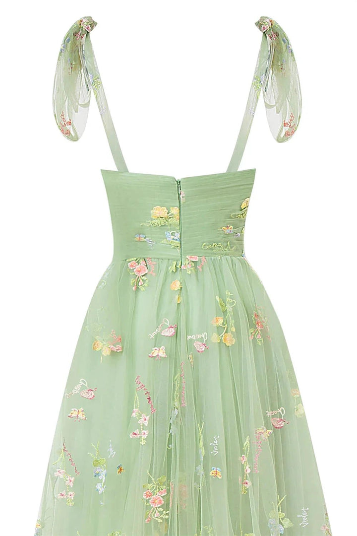 Sweetheart Neck Floor Length Tulle Embroidery Floral Prom Dress by Anne of Brittany