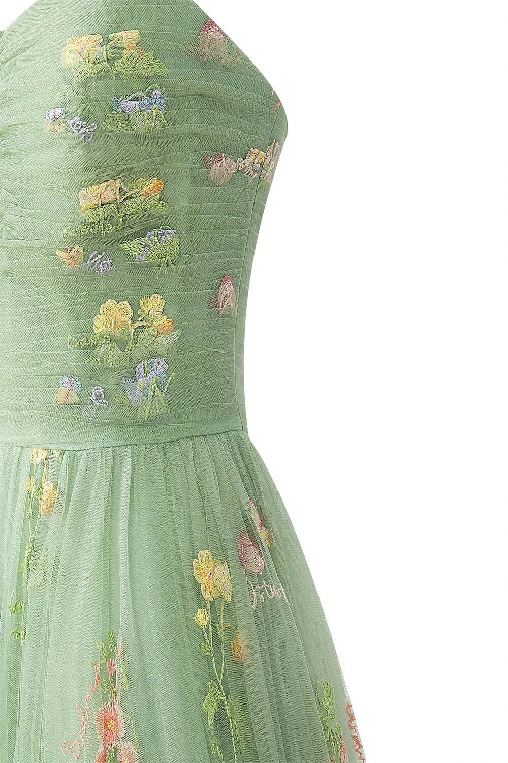 Sweetheart Neck Floor Length Tulle Embroidery Floral Prom Dress by Anne of Brittany