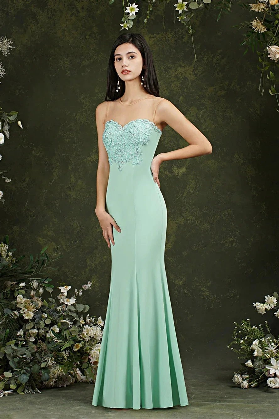 Sweetheart Floral Lace Tulle Mermaid Long Prom dress by misshow.com