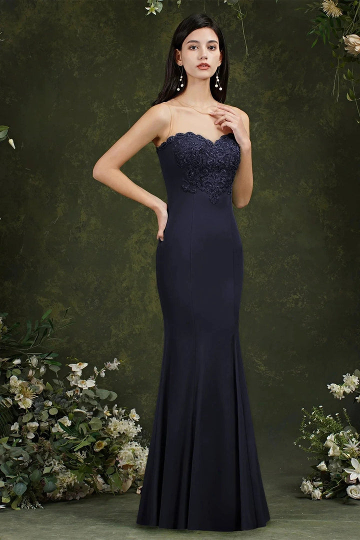 Sweetheart Floral Lace Tulle Mermaid Long Prom dress by misshow.com