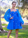 Sweetheart Neck Embroidered Tulle Mini Length Dress by Anne of Brittany