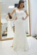 Sweetheart Lace Appliques Sashes Mermaid Wedding Dress WD147 by pgmdress