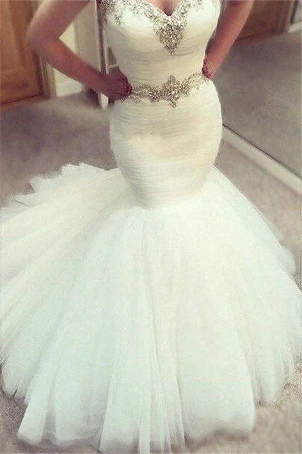 Sweetheart Mermaid Ruffles Wedding Dress by misshow.com