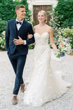 Sweetheart Mermaid Sleeveless Tulle Appliques Wedding Dress With Lace by misshow.com