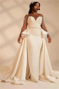 Sweetheart Mermaid Thick WEdding Dress with overskirt by misshow.com