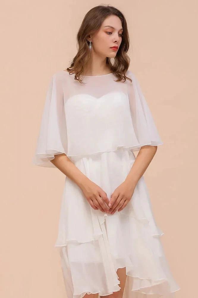 Sweetheart Mini Chiffon Dress with Wraps Simple Beach Bridesmaid Dress for Bride by misshow.com