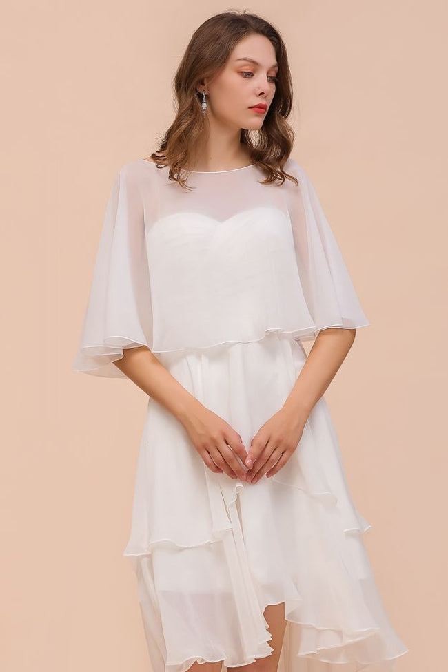 Sweetheart Mini Chiffon Dress with Wraps Simple Beach Bridesmaid Dress for Bride Main Image