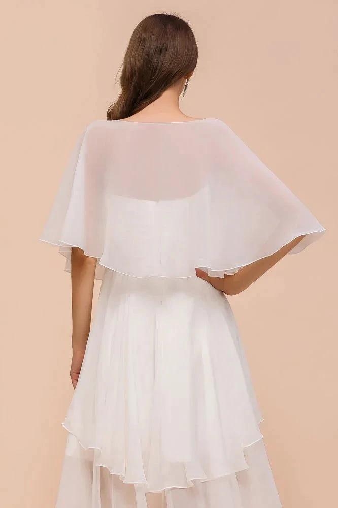 Sweetheart Mini Chiffon Dress with Wraps Simple Beach Bridesmaid Dress for Bride by misshow.com