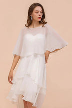 Sweetheart Mini Chiffon Dress with Wraps Simple Beach Bridesmaid Dress for Bride by misshow.com