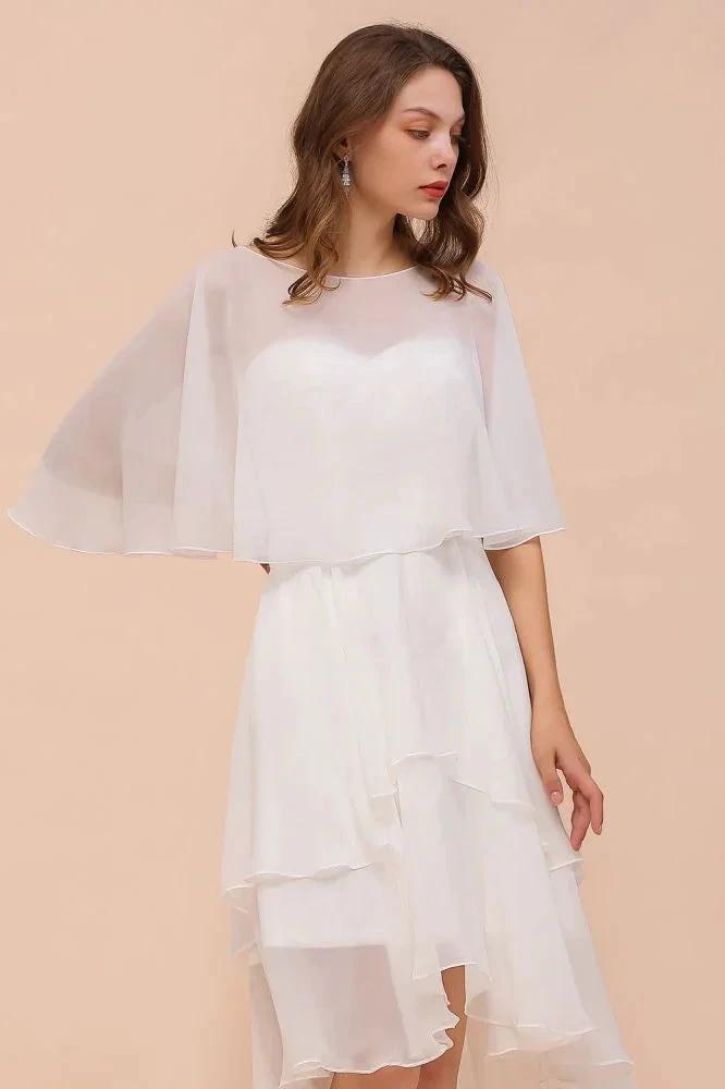 Sweetheart Mini Chiffon Dress with Wraps Simple Beach Bridesmaid Dress for Bride by misshow.com