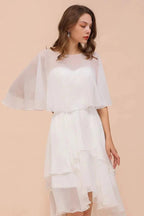 Sweetheart Mini Chiffon Dress with Wraps Simple Beach Bridesmaid Dress for Bride by misshow.com