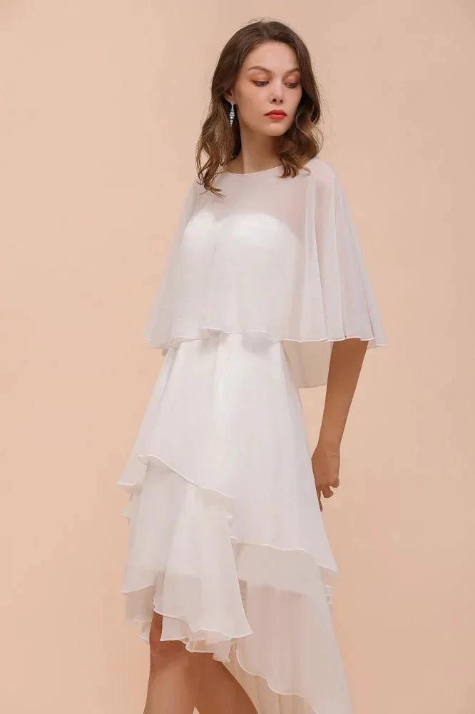 Sweetheart Mini Chiffon Dress with Wraps Simple Beach Bridesmaid Dress for Bride by misshow.com