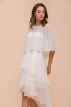 Sweetheart Mini Chiffon Dress with Wraps Simple Beach Bridesmaid Dress for Bride by misshow.com