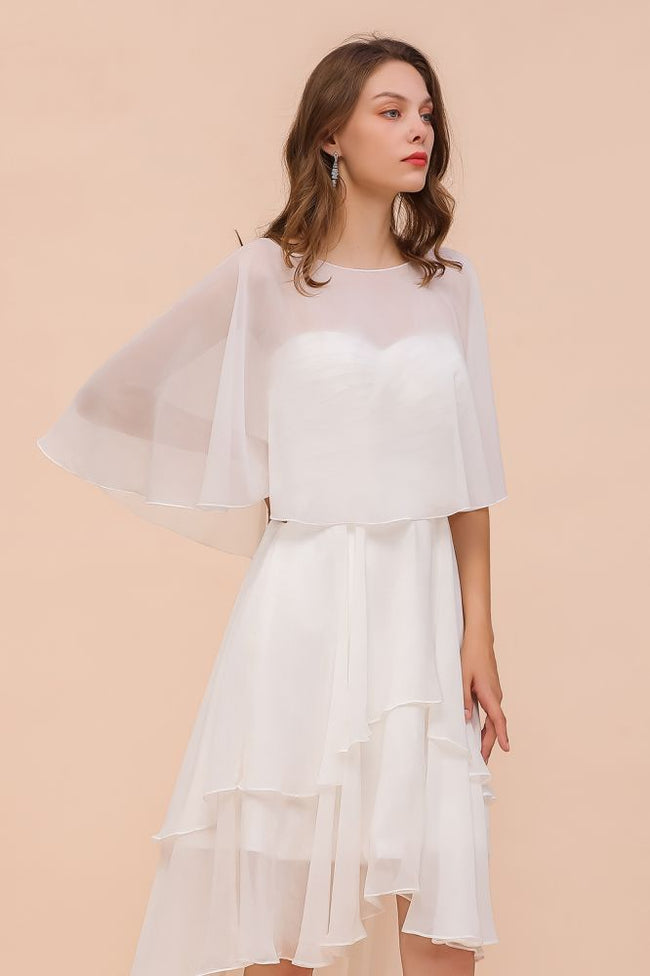 Sweetheart Mini Chiffon Dress with Wraps Simple Beach Bridesmaid Dress for Bride Hover Image