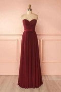 Sweetheart Neck Chiffon Burgundy Long Prom Dress Bridesmaid Dress PG422 by pgmdress
