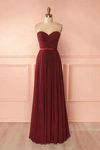 Sweetheart Neck Chiffon Burgundy Long Prom Dress Bridesmaid Dress PG422 by pgmdress