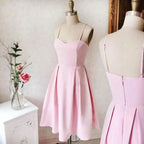 Sweetheart Neck Short Pink Prom Dresses Satin Homecoming Dresses PD400 by pgmdress