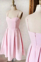 Sweetheart Neck Short Pink Prom Dresses Satin Homecoming Dresses PD400 by pgmdress