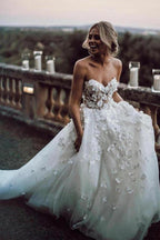 Sweetheart Neck Tulle Wedding Dresses Appliqued Wedding Gowns WD327 by pgmdress