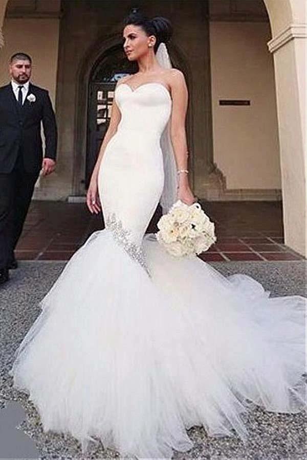 Sweetheart Neckline Memaid Wedding Dresses With Beading WD214 by pgmdress