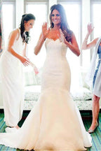 Sweetheart Neckline Mermaid Wedding Dresses With Lace Appliques WD194 by pgmdress