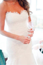 Sweetheart Neckline Mermaid Wedding Dresses With Lace Appliques WD194 by pgmdress