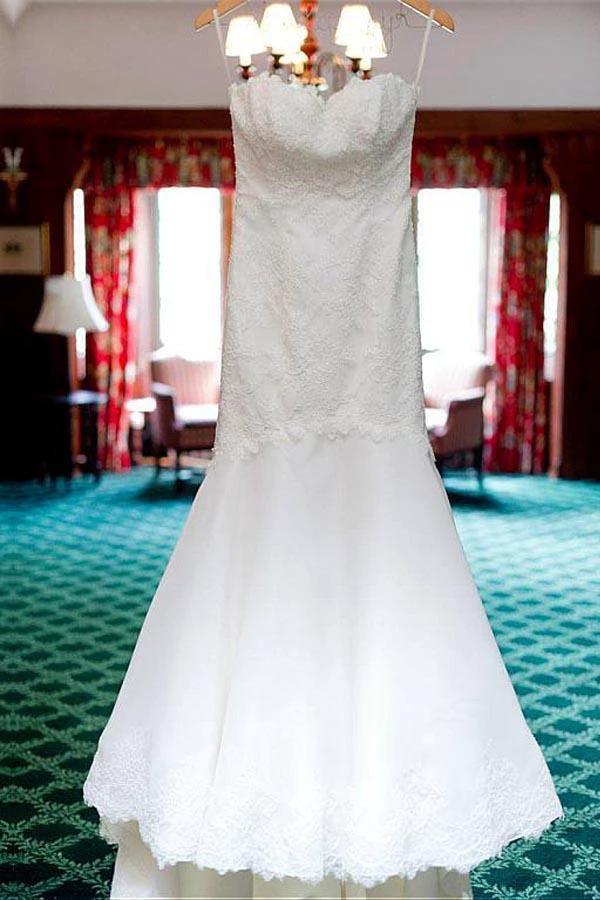 Sweetheart Neckline Mermaid Wedding Dresses With Lace Appliques WD194 by pgmdress