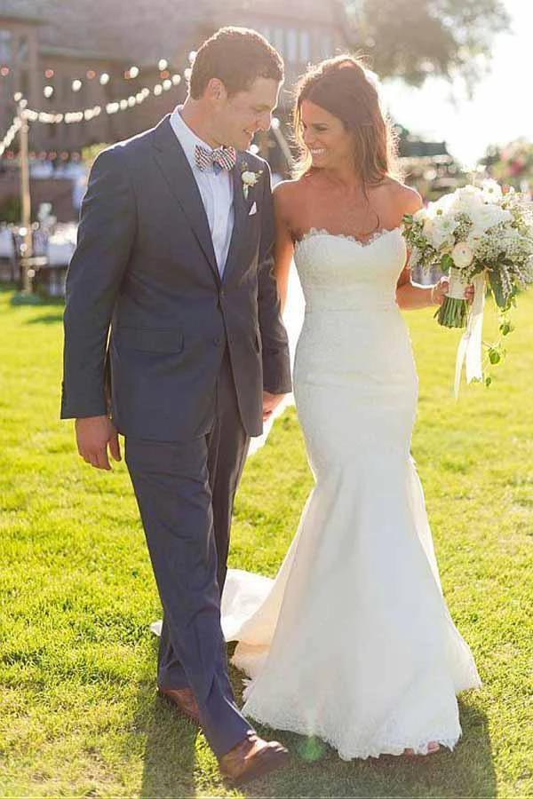 Sweetheart Neckline Mermaid Wedding Dresses With Lace Appliques WD194 by pgmdress