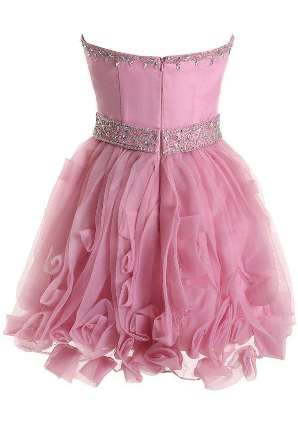 Sweetheart Organza Pink Homecoming Dresses Short Prom Dresses PG067 by pgmdress