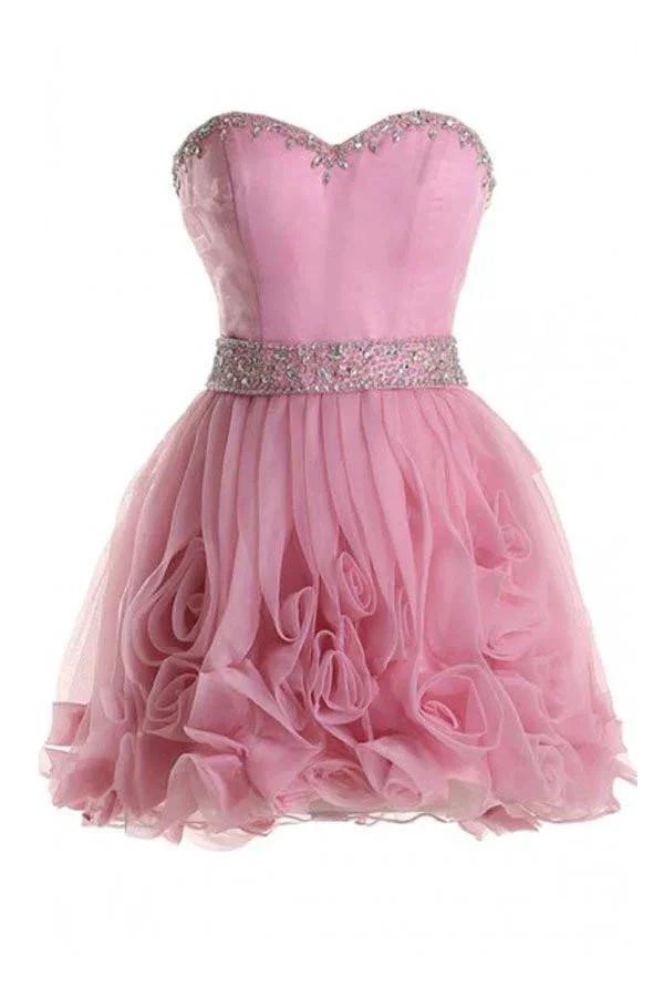 Sweetheart Organza Pink Homecoming Dresses Short Prom Dresses PG067 by pgmdress