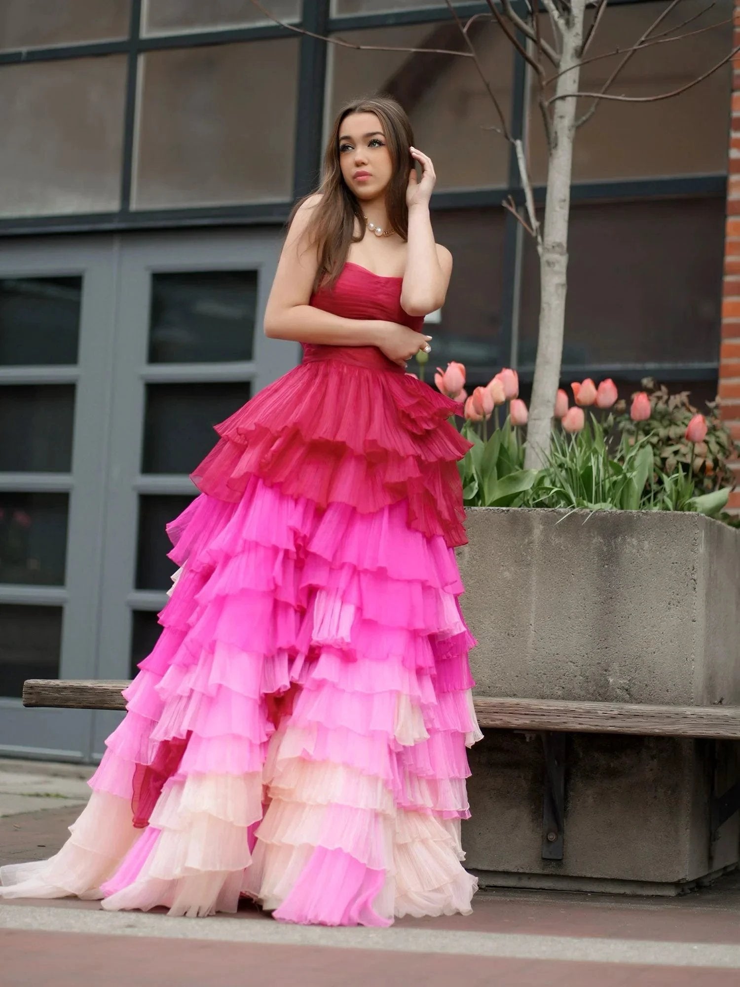 Xiomara | Sweetheart Pleated Bodice Long Prom Dress with Ruffles by KissProm