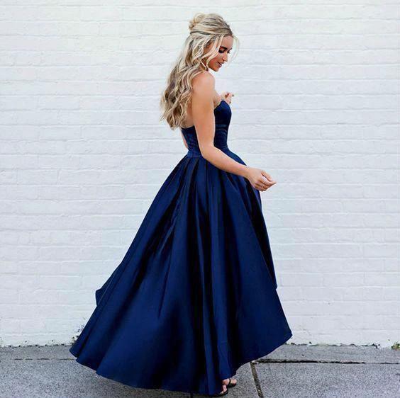 Sweetheart Navy Blue High Low Prom Dresses Homecoming Dresses PD415 by pgmdress