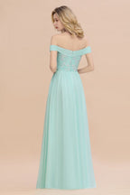 Sweetheart Ruffles Simple Prom Dresses Off the Shoulder aline Bridesmaid Dress