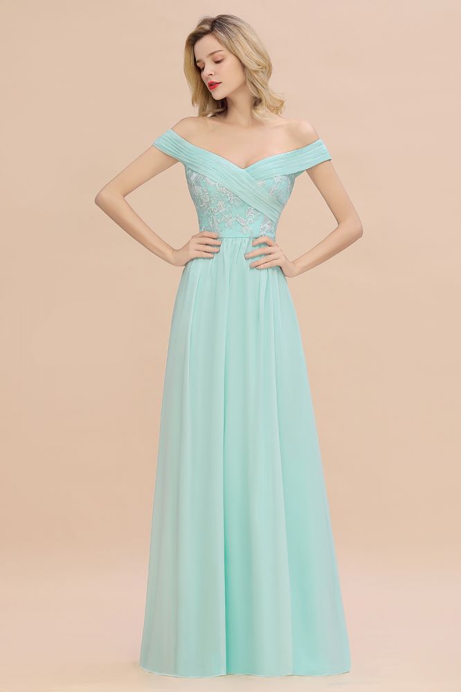 Sweetheart Ruffles Simple Prom Dresses Off the Shoulder aline Bridesmaid Dress
