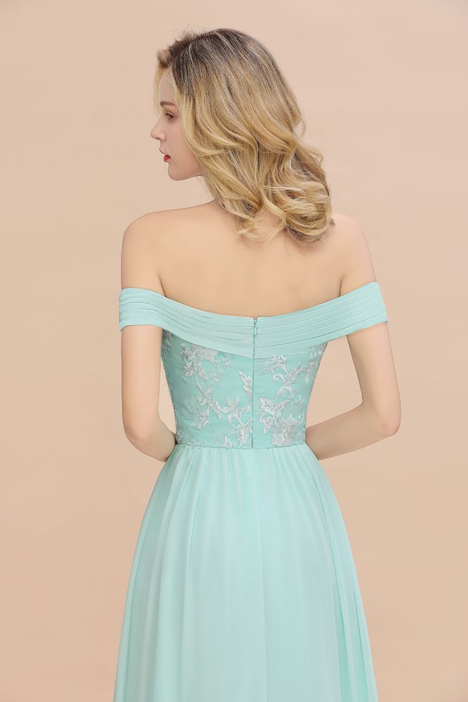 Sweetheart Ruffles Simple Prom Dresses Off the Shoulder aline Bridesmaid Dress